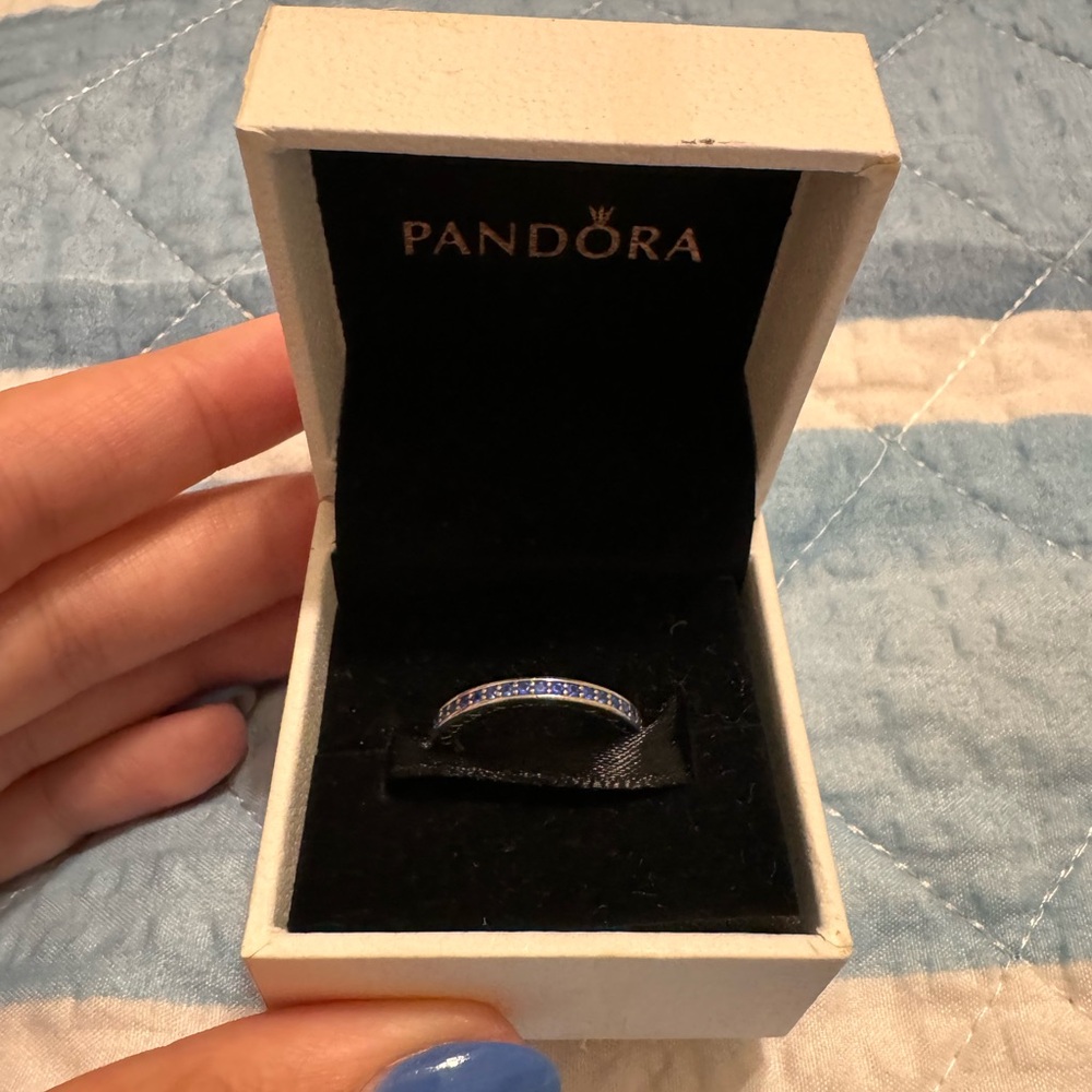 Pandora Blue Silver Sparkling Ring